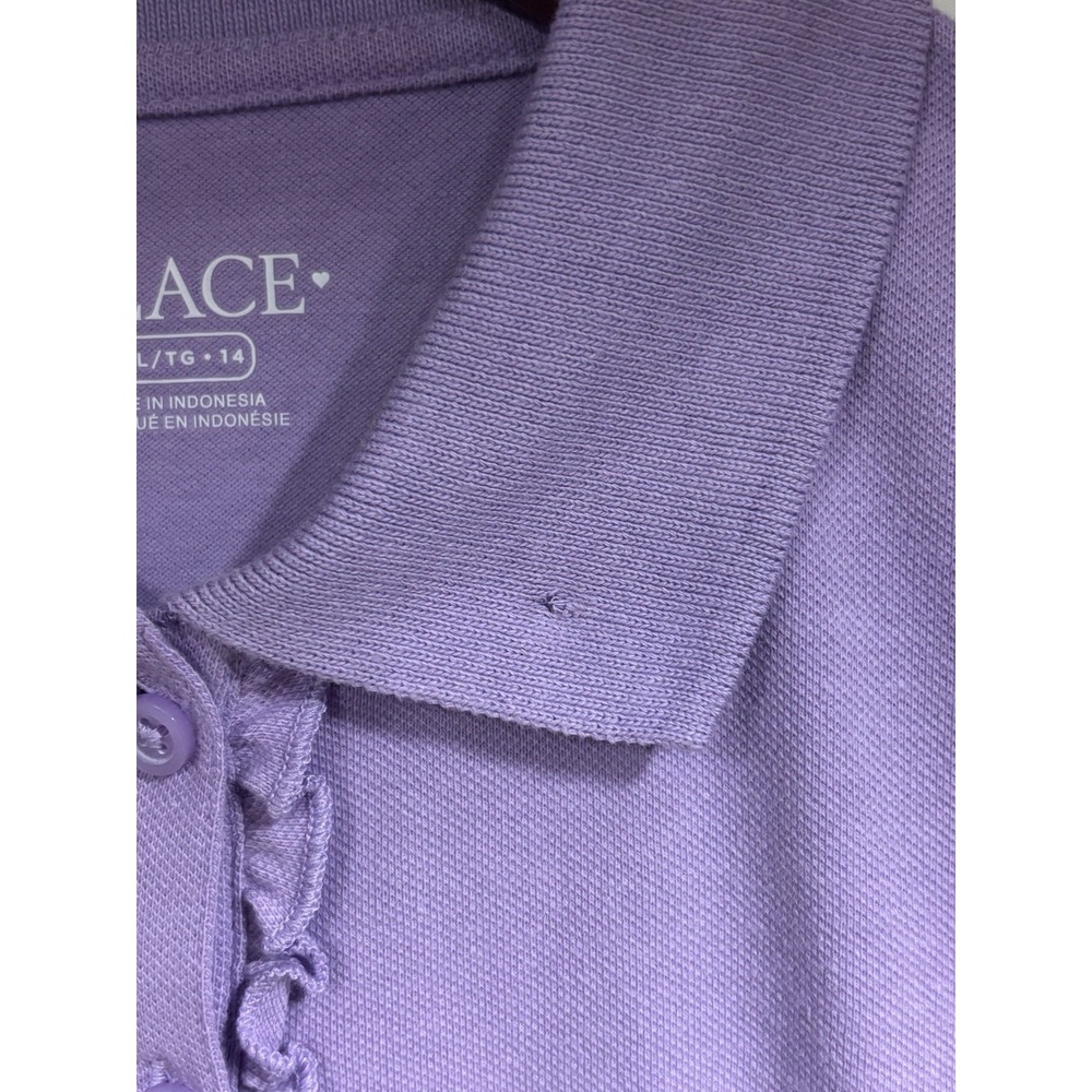 The Children's Place Girls Purple XL 14 Knit Stretch Polo Shirt Ruffle Sleeve - Picture 3 of 3